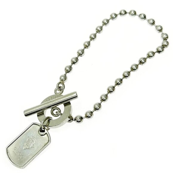 GUCCI Dog Tags Ball Chain Toggle Bracelet 6.3" Silver 925 Auth w/Box #97526 - Picture 1 of 8
